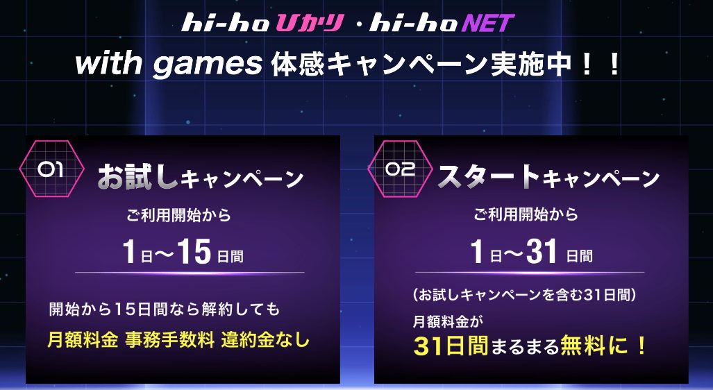 hi-hoひかり with gamesのキャンペーン