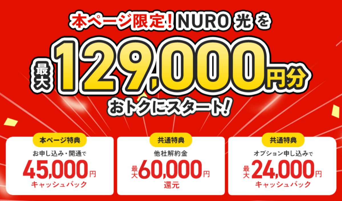 NURO光のキャッシュバックキャンペーン
